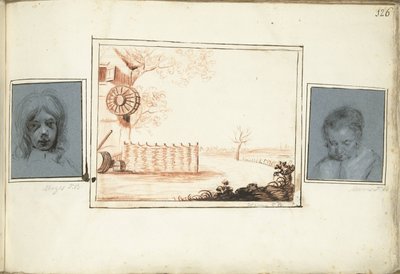Testa di ragazzo, cortile di fattoria e ritratto di una donna da Moses Ter Borch