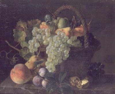 Natura morta di frutta in un cesto da Mouchet Mouchet