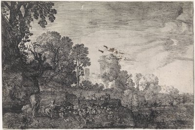 Paesaggio con un gregge su un ponte da Moyses van Wtenbrouck