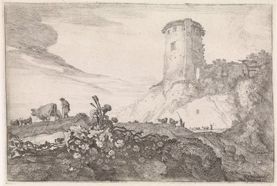 Paesaggio con torre rotonda da Moyses van Wtenbrouck