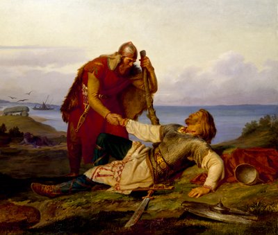 Hjalmar saluta Örvar-Oddr dopo la battaglia di Samsø, 1866 da Mårten Eskil Winge