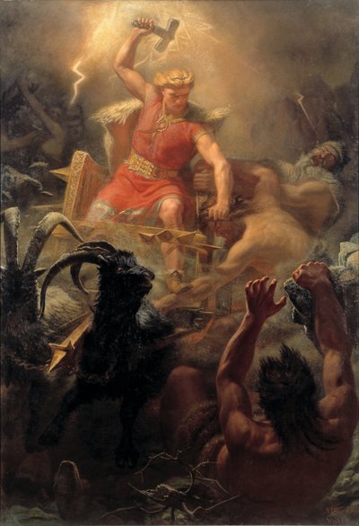 La lotta di Thor con i giganti da Mårten Eskil Winge
