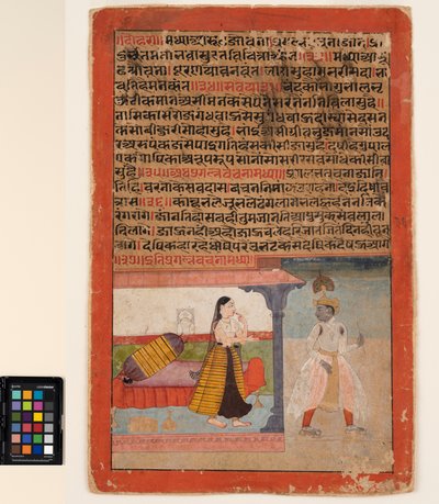 Un amante lascia la sua amante sconsolata da Mughal School
