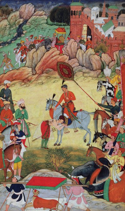 Adham Khan rende omaggio ad Akbar a Sarangpur, India Centrale, nel 1560 o 1561, dall