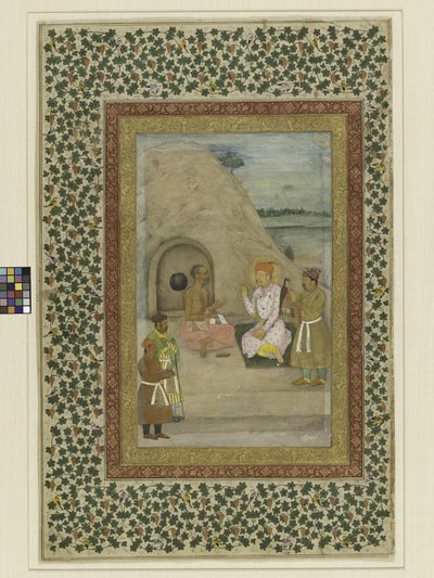 Imperatore Akbar e Gosain Jadrup, foglio dal Muraqqa