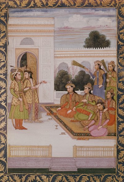 Giuseppe presentato alle mogli di Mizr da Zuleika, moglie di Potifar, episodio dal popolare poema persiano Yusuf e Zulaikha di Jami (1414-92) c.1780 da Mughal School