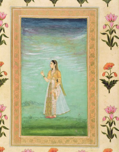Signora che tiene un fiore, dal Piccolo Album Clive da Mughal School
