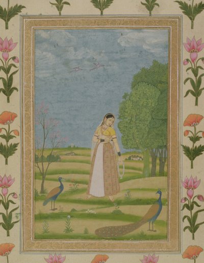 Signora con pavoni, dal Piccolo Album Clive da Mughal School