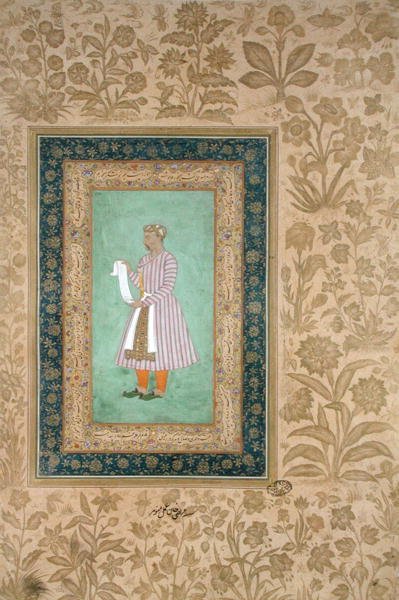 Ritratto di Murtaza Khan che tiene una pergamena, c.1610 da Mughal School