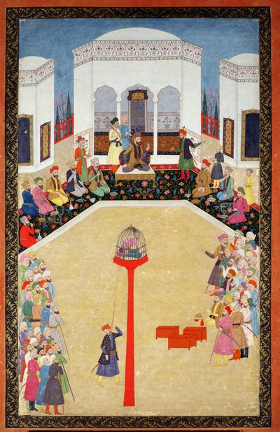 La cattura del Sultano Bayazid di Turchia, Johnson Album I, no.2 numerato 9, c.1680 da Mughal School