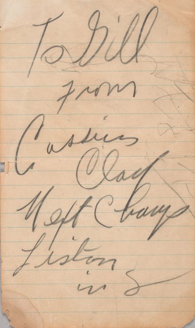 Autografo scritto da Cassius Clay, 1963 da Muhammad Ali