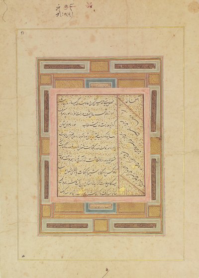 Pagina di calligrafia da Muhammad Husain Kashmiri
