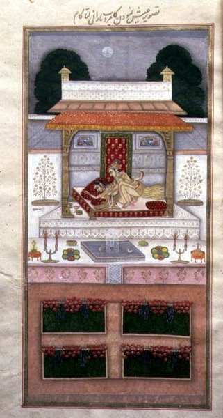 Kamrup e Kamalta nella loro notte di nozze, dal Dastur-i Himmat (c.1755) da Muhammad Murad