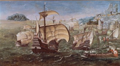 Imbarcazioni Portoghesi su una Costa Rocciosa – XVI Secolo – Copia dell