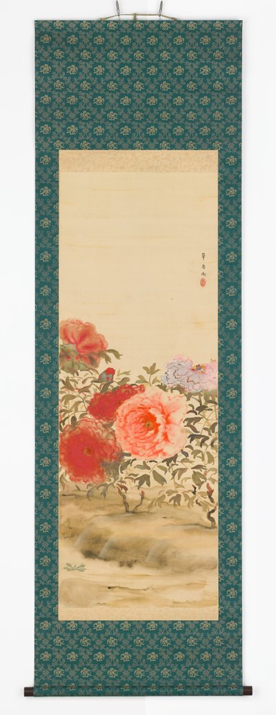 Giardino di peonie, 1918 (inchiostro e colore su seta) da Murakami Kagaku
