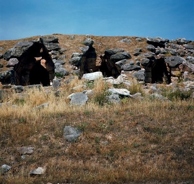 Arte micenea: case costruite nelle fortificazioni della città di Tirinto da Mycenaean