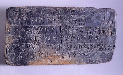 Tavoletta iscritta in Lineare B, terracotta dagli archivi del Palazzo di Nestore a Pilo (Grecia), Civiltà Micenea, ca XIII secolo a.C. da Mycenaean