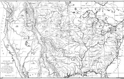 Mappa del Nord America con le posizioni delle tribù dei nativi americani, 1841 da Myers and Co