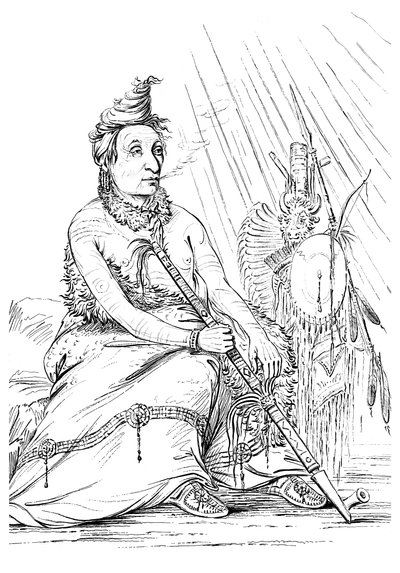 Ritratto di Black Moccasin, capo dei Minnetarees, 1841 da Myers and Co
