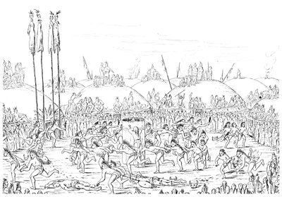 Cerimonia religiosa, Villaggio Mandan da Myers and Co