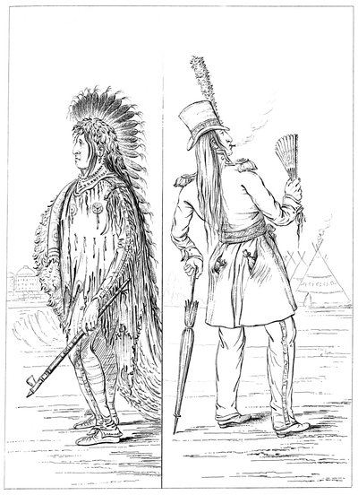 Wi-Jun-Jon in costume nativo e in uniforme reggimentale, 1841 da Myers and Co