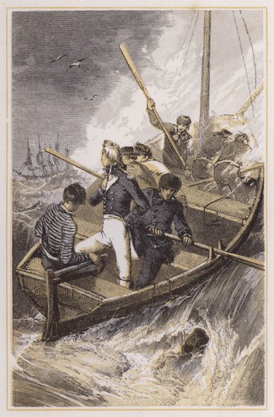 Nelson portato a bordo della sua nave durante una tempesta da Myles Birket (after) Foster