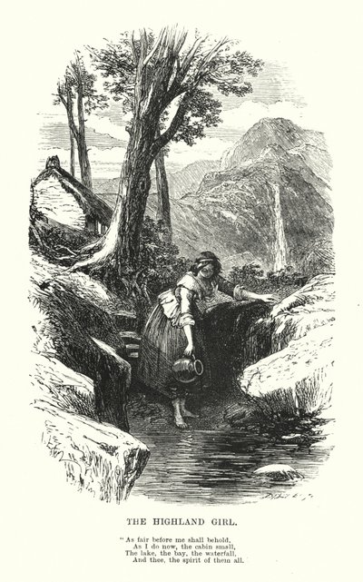 William Wordsworth: La Ragazza delle Highlands (incisione) da Myles Birket (after) Foster