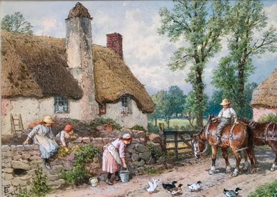 Un incontro lungo la strada: Anatre su una strada di campagna da Myles Birket Foster