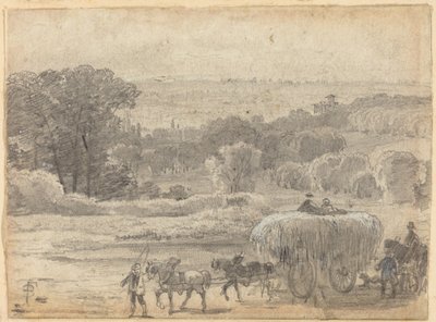 Paesaggio serale con un carro di fieno da Myles Birket Foster