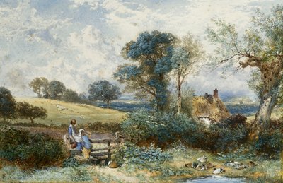 Vicino allo stagno delle anatre da Myles Birket Foster