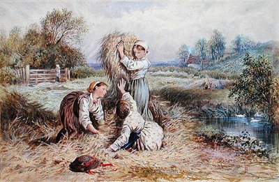 Bambini che giocano in un prato da Myles Birket Foster