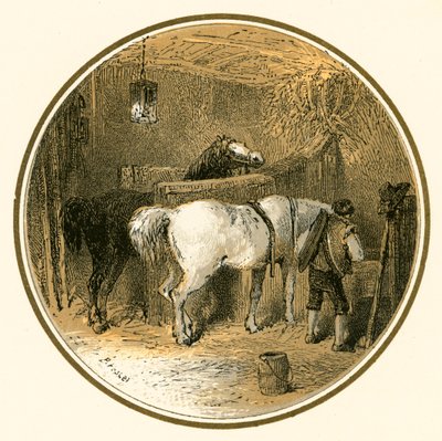 Cavalli nella stalla da Myles Birket Foster