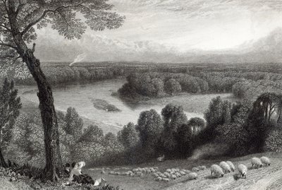 Il Tamigi da Richmond Hill, inciso da J. Saddler, stampato da Cassell, Petter e Galvin da Myles Birket Foster