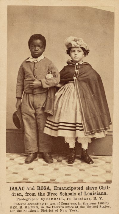 Isaac e Rosa, bambini schiavi emancipati dalle scuole libere della Louisiana, 1863-1864 (foto) da Myron H. Kimball