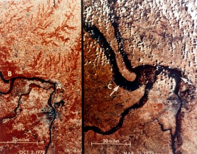 La Terra dallo spazio - il fiume Mississippi e St Louis, USA, c1980s da NASA Images