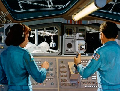 Dentro una stazione spaziale futuristica, c1970 da NASA Images