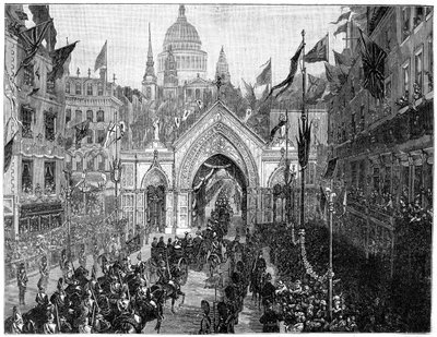 La processione a Ludgate Hill, Giorno del Ringraziamento, Londra, 1900 da N. Chevalier