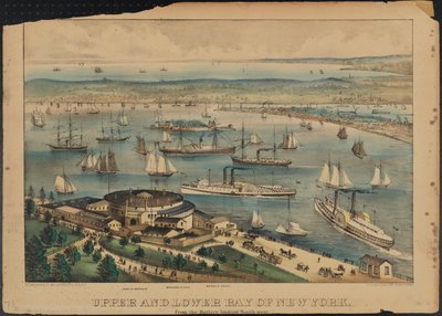 Baia superiore e inferiore di New York, c.1881 da Nathaniel Currier
