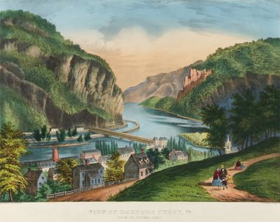 Veduta di Harpers Ferry, Virginia da Nathaniel Currier