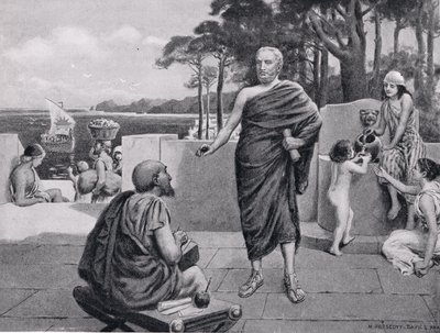 Tucidide in esilio, illustrazione da Hutchinsons History of the Nations, 1915 da N. Prescott Davies