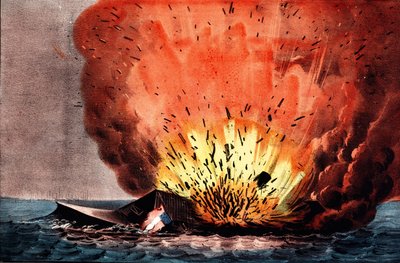 Guerra civile americana (1861-1865): battaglia di Hampton Roads 8-9 marzo da N. and Ives J.M. (1824 95) Currier