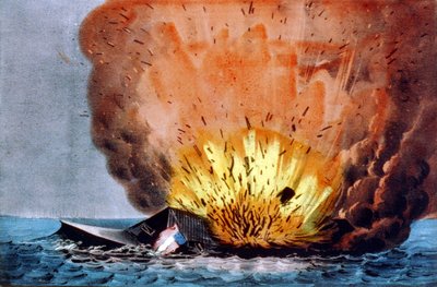 Guerra civile americana (1861-1865): battaglia di Hampton Roads 8-9 marzo da N. and Ives J.M. (1824 95) Currier