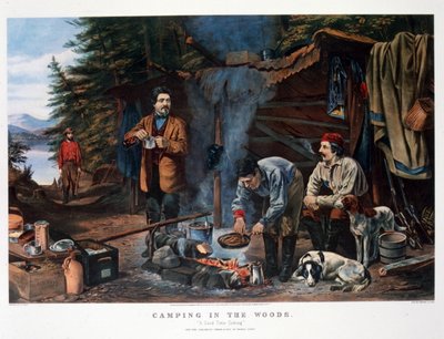 Campeggio nei Boschi "Un Buon Tempo in Arrivo". Di Arthur Tait (Currier & Ives) da N. and Ives J.M. (1824 95) Currier