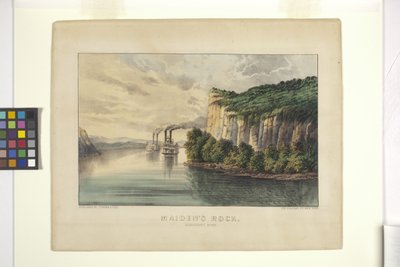 La roccia della fanciulla - Fiume Mississippi da N. and Ives J.M. (1824 95) Currier
