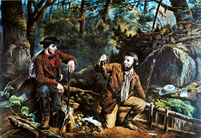 Vita da pioniere in America: Cattura di visoni da Currier and Ives
