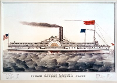 Battello a vapore Empire State, che collega Buffalo e Chicago ... (stampa a colori) da N. and Ives J.M. (1824-95) Currier