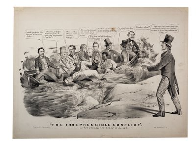 Il conflitto incontenibile o il barcone repubblicano in pericolo da N. and Ives J.M. (1824-95) Currier