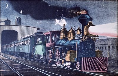 Il treno notturno, c.1860 da Currier and Ives