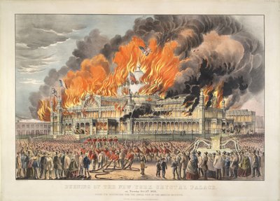 Incendio del New York Crystal Palace martedì 5 ottobre 1858 da Currier and Ives