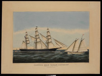Clipper Ocean Express in uscita "scaricando il pilota" da N. and Ives J.M. (1824 95) Currier